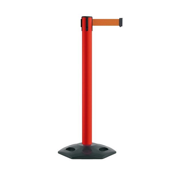 Montour Line Stanchion Belt Barrier Rubber Base Red Post 14ft.Orange Belt MSR650-RD-OR-140